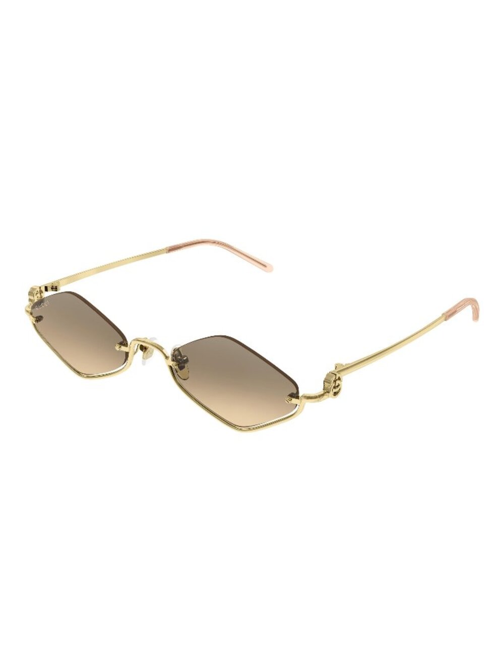 New Gucci Women's Sunglasses Gold Square Orange Lens Metal Frame GG1604S 003 53